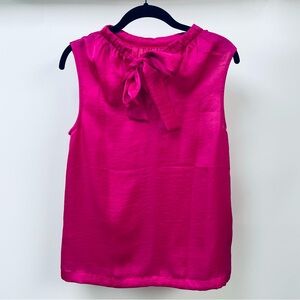 NWT Ann Taylor silky pink tie neck mock neck blouse, Size S